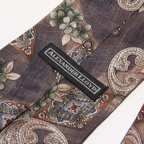 Alexander Lloyd Gray Floral Silk Tie 4 18" x 63" - Picture 5 of 6